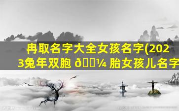 冉取名字大全女孩名字(2023兔年双胞 🐼 胎女孩儿名字)